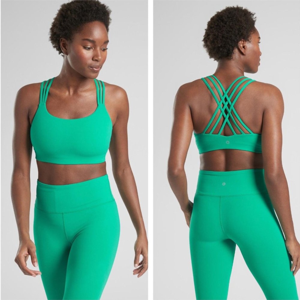 ATHLETA Green Strappy Sports Bra in Small
